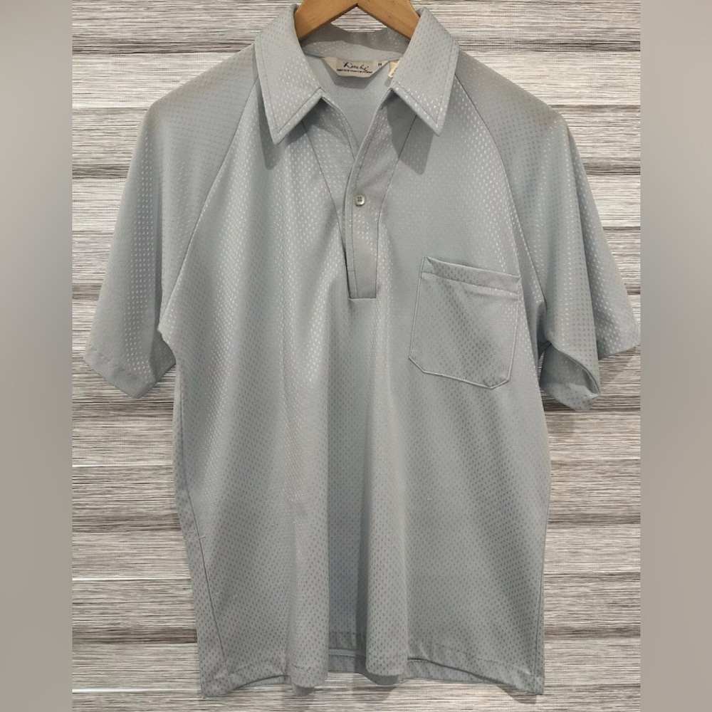 Vintage Dache Men's M Polo Casual Shirt Blue Check Single Pocket